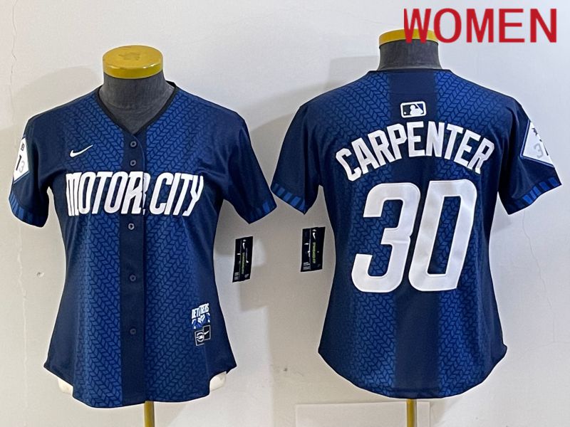 Women Detroit Tigers #30 Carpenter Blue City Edition Nike 2024 MLB Jersey style 1->detroit tigers->MLB Jersey